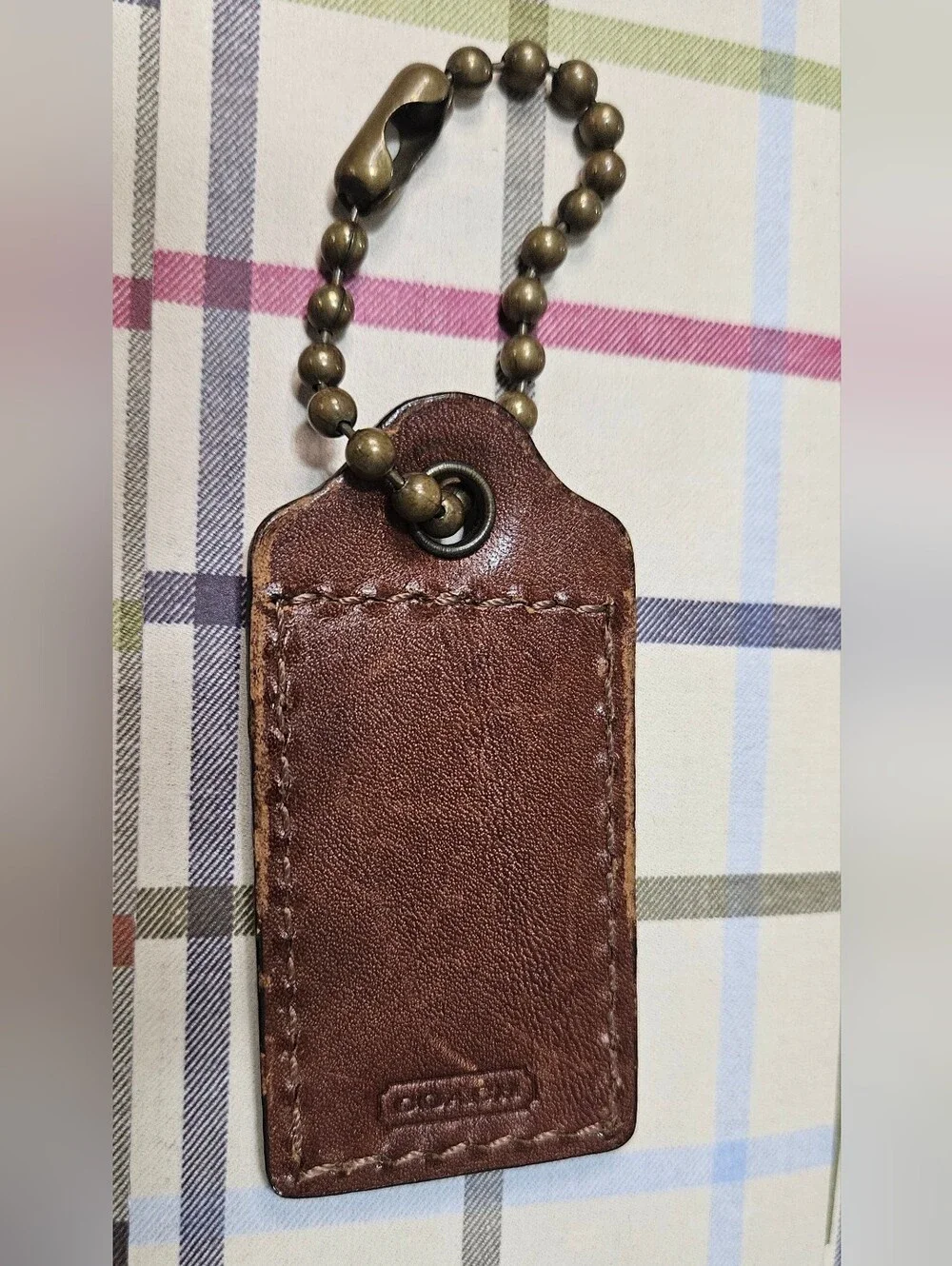 Coach BLEECKER LEATHERWARE Hangtag w/Large Brass Ballchain Cognac/Whiskey